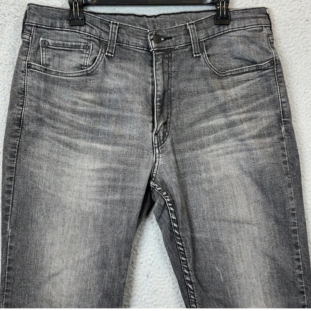 Levis 514 Jeans Mens 36X30 Straight Fit Grey Faded Stretch Denim Red Tab EUC